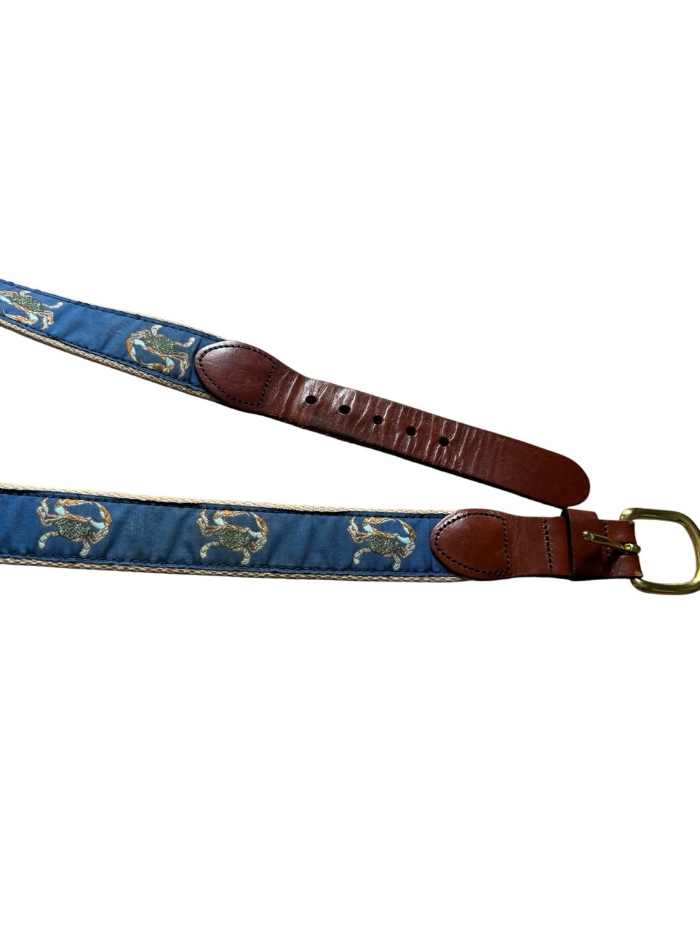 🦀🌊Men’s Coastal Nautical Blue Crab Minimalist Preppy Belt | 40